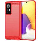 For Xiaomi Redmi 12S Brushed Texture Carbon Fiber TPU Phone Case(Red) - 1
