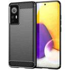 For Xiaomi Redmi 12S Brushed Texture Carbon Fiber TPU Phone Case(Black) - 1