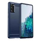 For Samsung Galaxy S20 FE Brushed Texture Carbon Fiber TPU Phone Case(Blue) - 1