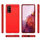 For Samsung Galaxy S20 FE Brushed Texture Carbon Fiber TPU Phone Case(Red) - 2