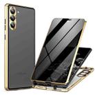 For Samsung Galaxy S23 5G Privacy Full Cover Magnetic Metal Tempered Glass Phone Case(Gold) - 1