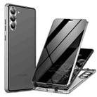 For Samsung Galaxy S23 5G Privacy Full Cover Magnetic Metal Tempered Glass Phone Case(Silver) - 1