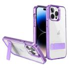 For iPhone 14 Pro High Transparent Holder Phone Case(Purple) - 1