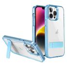 For iPhone 14 Plus High Transparent Holder Phone Case(Blue) - 1