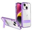 For iPhone 14 Plus High Transparent Holder Phone Case(Purple) - 1