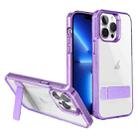 For iPhone 13 Pro High Transparent Holder Phone Case(Purple) - 1