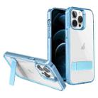For iPhone 12 Pro Max High Transparent Holder Phone Case(Blue) - 1