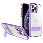 For iPhone 11 Pro Max High Transparent Holder Phone Case(Purple) - 1