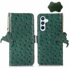For Samsung Galaxy A24 4G Ostrich Pattern Genuine Leather RFID Phone Case(Green) - 1