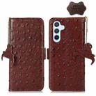 For Samsung Galaxy A24 4G Ostrich Pattern Genuine Leather RFID Phone Case(Coffee) - 1