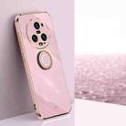 For Honor Magic5 Pro 5G XINLI Straight Edge 6D Electroplate TPU Phone Case with Ring Holder(Cherry Purple) - 1