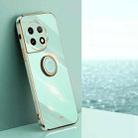 For OnePlus 11 XINLI Straight Edge 6D Electroplate TPU Phone Case with Ring Holder(Mint Green) - 1