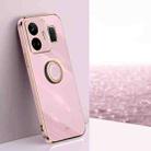 For Realme GT Neo 5 XINLI Straight Edge 6D Electroplate TPU Phone Case with Ring Holder(Cherry Purple) - 1