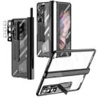 For Samsung Galaxy Z Fold4 5G Magnetic Hinges Plating Phone Case with Holder(Black) - 1