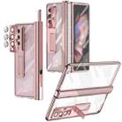 For Samsung Galaxy Z Fold4 5G Magnetic Hinges Plating Phone Case with Holder(Rose Gold) - 1