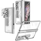 For Samsung Galaxy Z Fold4 5G Magnetic Hinges Plating Phone Case with Holder(Silver) - 1