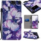 For Galaxy S20+ 3D Painting Horizontal Flip Leather Case with Holder & Card Slot & Lanyard(Purple Butterflies) - 1