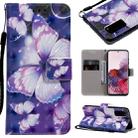 For Galaxy S20 3D Painting Horizontal Flip Leather Case with Holder & Card Slot & Lanyard(Purple Butterflies) - 1