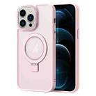 For iPhone 12 Pro Max Skin Feel MagSafe Magnetic Holder Phone Case(Pink) - 1