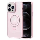 For iPhone 12 Pro Skin Feel MagSafe Magnetic Holder Phone Case(Pink) - 1