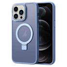 For iPhone 12 Pro Skin Feel MagSafe Magnetic Holder Phone Case(Blue) - 1