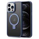 For iPhone 12 Pro Skin Feel MagSafe Magnetic Holder Phone Case(Dark Blue) - 1