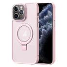 For iPhone 11 Pro Max Skin Feel MagSafe Magnetic Holder Phone Case(Pink) - 1