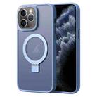 For iPhone 11 Pro Max Skin Feel MagSafe Magnetic Holder Phone Case(Blue) - 1