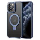 For iPhone 11 Pro Max Skin Feel MagSafe Magnetic Holder Phone Case(Dark Blue) - 1