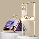 For OPPO Find N2 Flip Electroplating Frame Transparent Phone Case with Ring(Champagne Gold) - 1