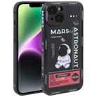 For iPhone 14 Astronaut Pattern Silicone Straight Edge Phone Case(Mars Astronaut-Black) - 1