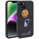 For iPhone 14 Astronaut Pattern Silicone Straight Edge Phone Case(Planet Landing-Black) - 1