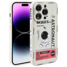 For iPhone 14 Pro Max Astronaut Pattern Silicone Straight Edge Phone Case(Mars Astronaut-White) - 1
