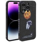 For iPhone 14 Pro Max Astronaut Pattern Silicone Straight Edge Phone Case(Planet Landing-Black) - 1