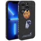 For iPhone 13 Pro Astronaut Pattern Silicone Straight Edge Phone Case(Planet Landing-Black) - 1