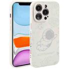 For iPhone 11 Astronaut Pattern Silicone Straight Edge Phone Case(Flying Astronaut-White) - 1