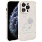 For iPhone 11 Pro Max Astronaut Pattern Silicone Straight Edge Phone Case(Flying Astronaut-White) - 1