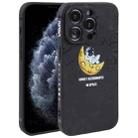 For iPhone 11 Pro Max Astronaut Pattern Silicone Straight Edge Phone Case(Lovely Astronaut-Black) - 1