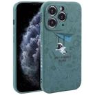 For iPhone 11 Pro Max Astronaut Pattern Silicone Straight Edge Phone Case(Lovely Astronaut-Green) - 1