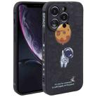 For iPhone XR Astronaut Pattern Silicone Straight Edge Phone Case(Planet Landing-Black) - 1