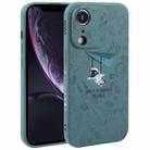 For iPhone XR Astronaut Pattern Silicone Straight Edge Phone Case(Lovely Astronaut-Green) - 1