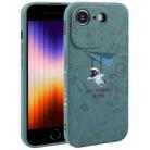 For iPhone SE 2022 / 2020 / 7 / 8 Astronaut Pattern Silicone Straight Edge Phone Case(Lovely Astronaut-Green) - 1