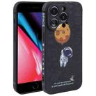 For iPhone 7 Plus / 8 Plus Astronaut Pattern Silicone Straight Edge Phone Case(Planet Landing-Black) - 1