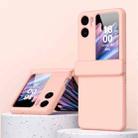 For OPPO Find N2 Flip Macaron Magnetic Hinge Three-piece Phone Case with Protective Film(Pink) - 1