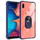 For Galaxy A20 Shockproof Transparent TPU + Acrylic Case with Ring Holder(Blue) - 1