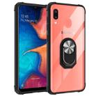 For Galaxy A50 Shockproof Transparent TPU + Acrylic Case with Ring Holder(Silver Black) - 1