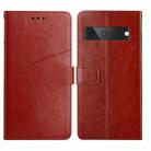 For Google Pixel 7A HT01 Y-shaped Pattern Flip Leather Phone Case(Brown) - 1