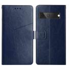 For Google Pixel 7A HT01 Y-shaped Pattern Flip Leather Phone Case(Blue) - 1