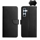For Samsung Galaxy M14 5G HT02 Genuine Leather Fingerprint-proof Flip Phone Case(Black) - 1