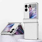 For OPPO Find N2 Flip Litchi Pattern Electroplating Frame Magnetic Phone Case with Protective Film(White) - 1